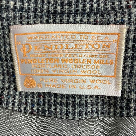Vintage Pendleton Virgin Wool Blazer Women Sz 10 - 12 Petite Grey Single Button - Picture 6 of 14